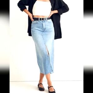 Like🆕Blue Denim Maxi Skirt with Slit Sz 18